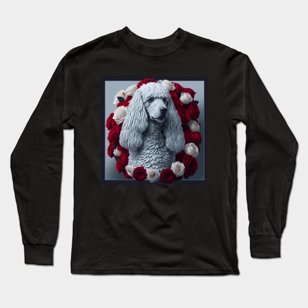 Standard poodle red roses 2 Long Sleeve T-Shirt by xlhombat